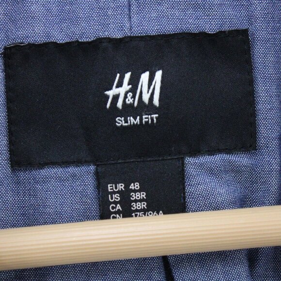 H&M Blazer Jacket Mens Brown Two Button Front Slim Fit Casual Lined Size 38R - Picture 7 of 12